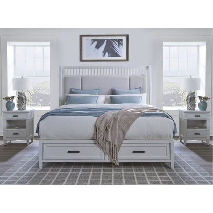 Modern Bedroom Queen Shelter Bed with 2 Nightstands