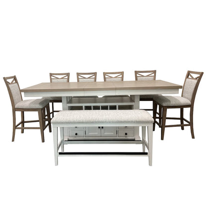 Modern Dining 72 In. Island Counter-Height Extendable Dining Table