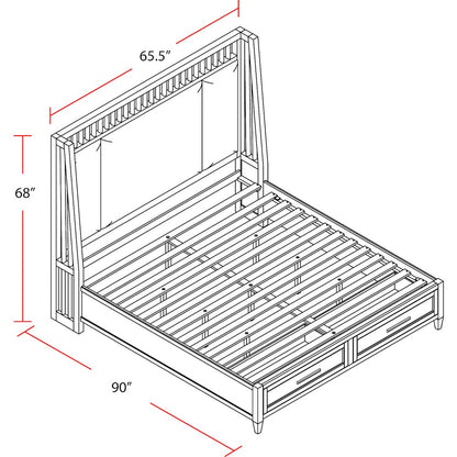 Modern Bedroom Queen Shelter Bed with 2 Nightstands