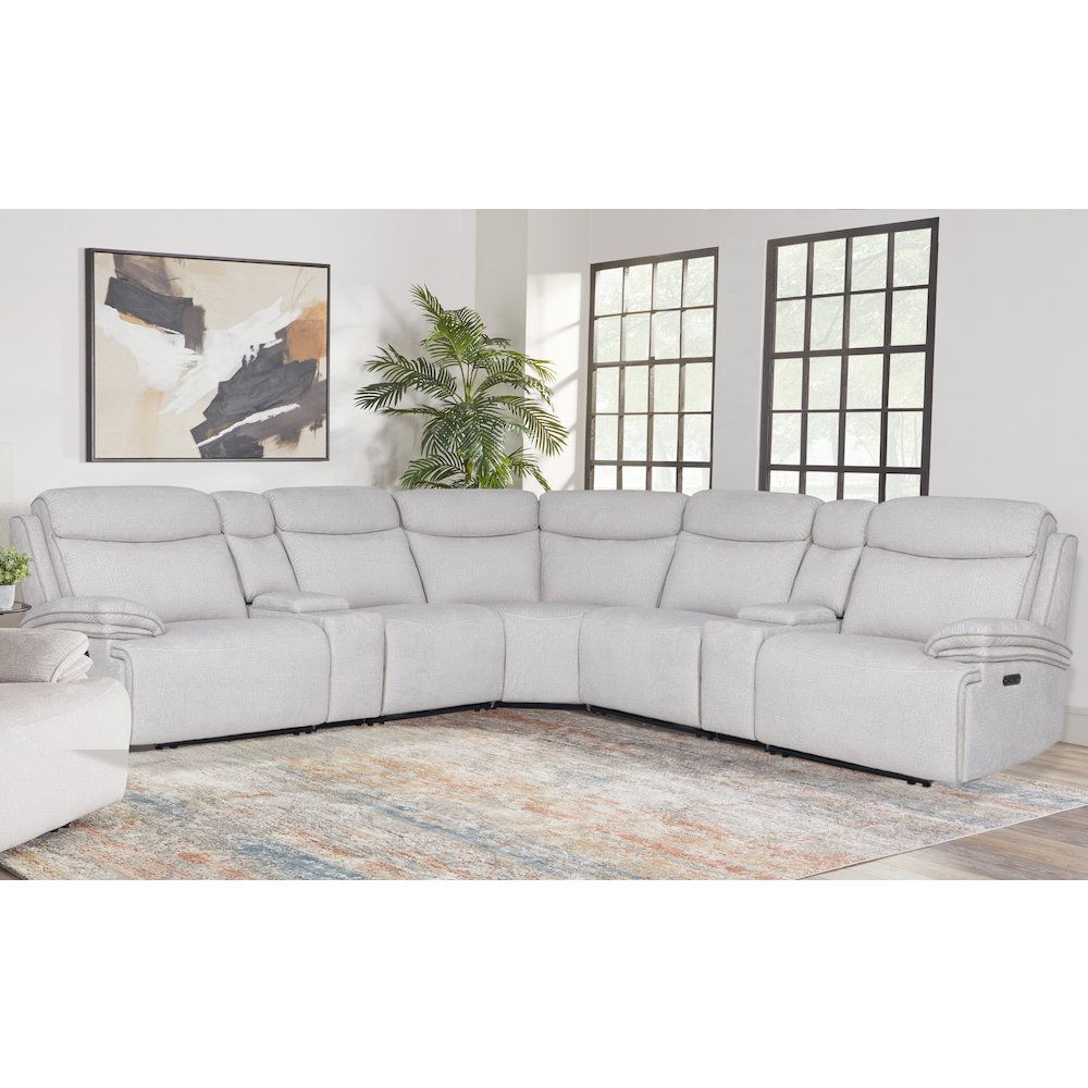 Alpine - Airy Snow 7 Piece Zero Gravity Power Reclining Sectional