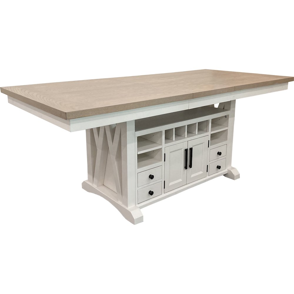 Modern Dining Island Counter Height Table with 8 upholstered chairs