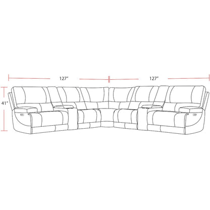 Verona Linen - Powered By Freemotion 7 Piece Modular Power Reclining Sectional