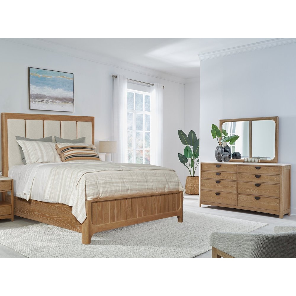 Bedroom Queen Panel Bed with Dresser and Mirror
