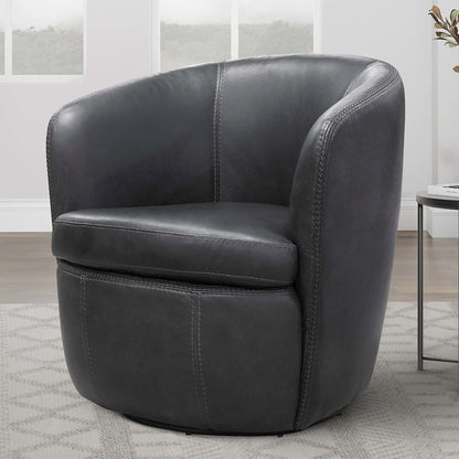 Barolo - Vintage Slate 100% Italian Leather Swivel Club Chair