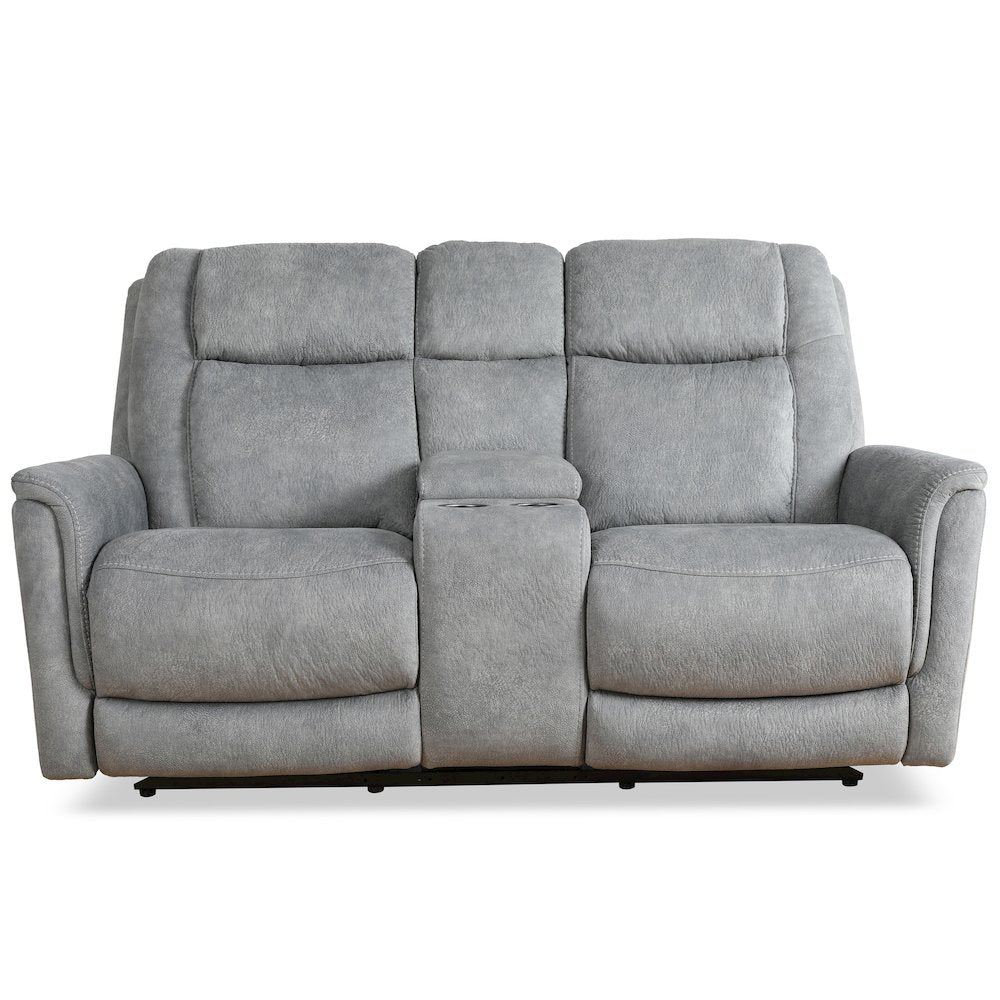 Linus - Hudson Grey Power Reclining Sofa and Loveseat
