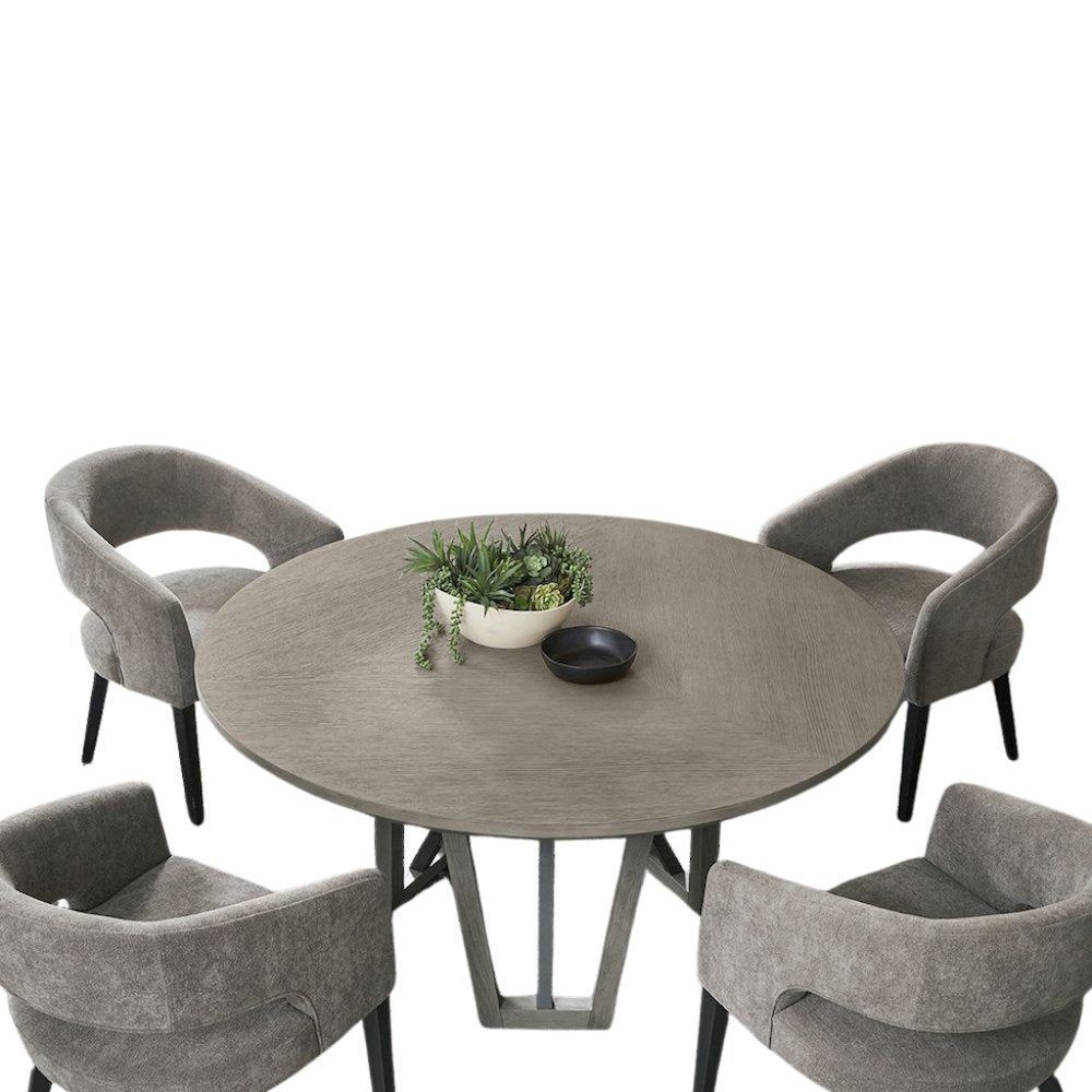 Gray Round Pedestal Dining Table, 60 Inch Rustic Round Dining Table