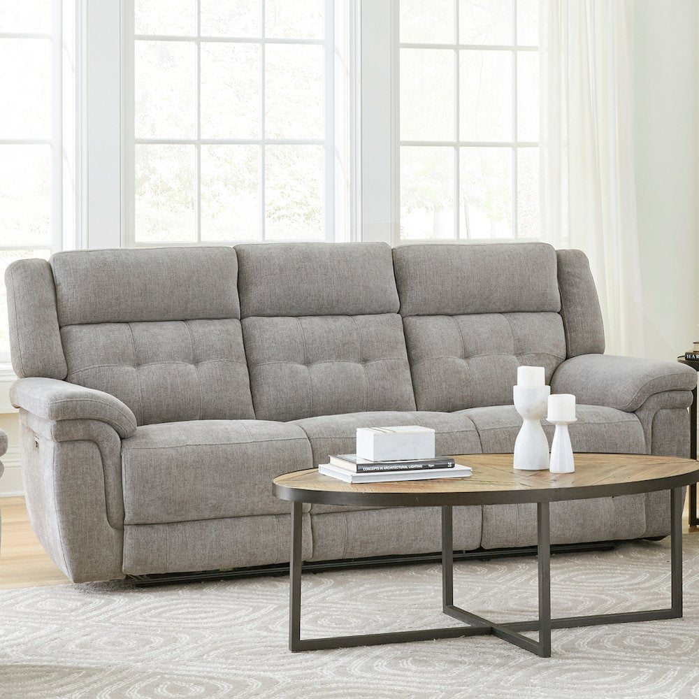 Richland - Bristol Grey Power Reclining Sofa Loveseat and Recliner