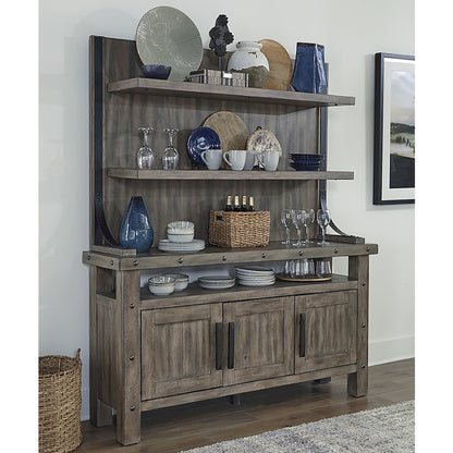 Dining Counter Table with 2 Sling Stools 2 X-Back Stools 1 Bench Buffet, Hutch