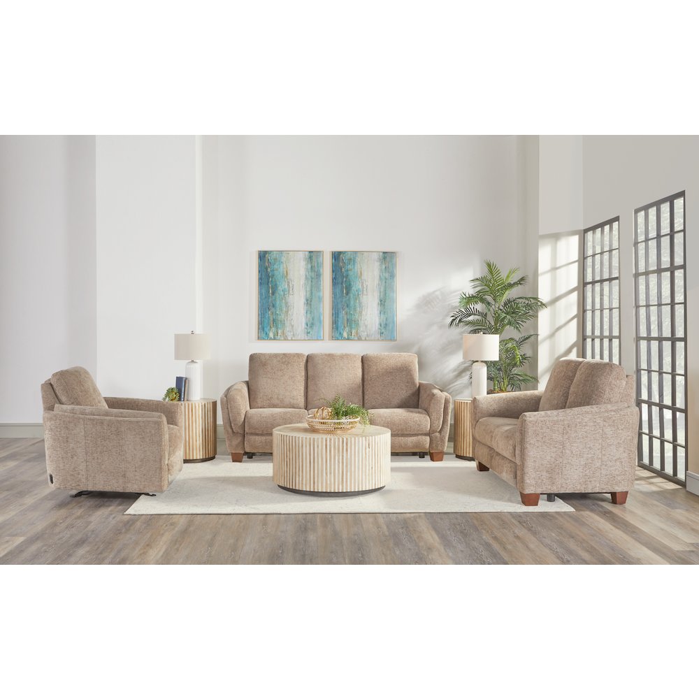 Morehead - Biscotti Power Reclining Sofa Loveseat and Recliner