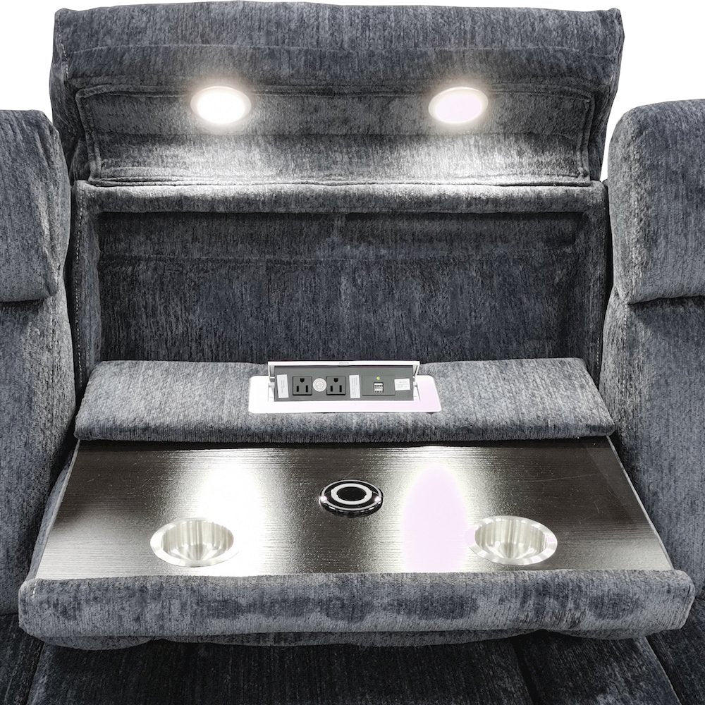 Dalton - Lucky Charcoal Power Reclining Sofa Loveseat and Recliner