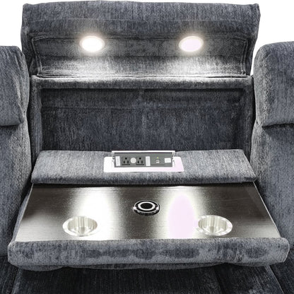 Dalton - Lucky Charcoal Power Reclining Sofa Loveseat and Recliner