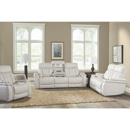 Royce - Fantom Ivory Power Reclining Sofa with Drop Down Console