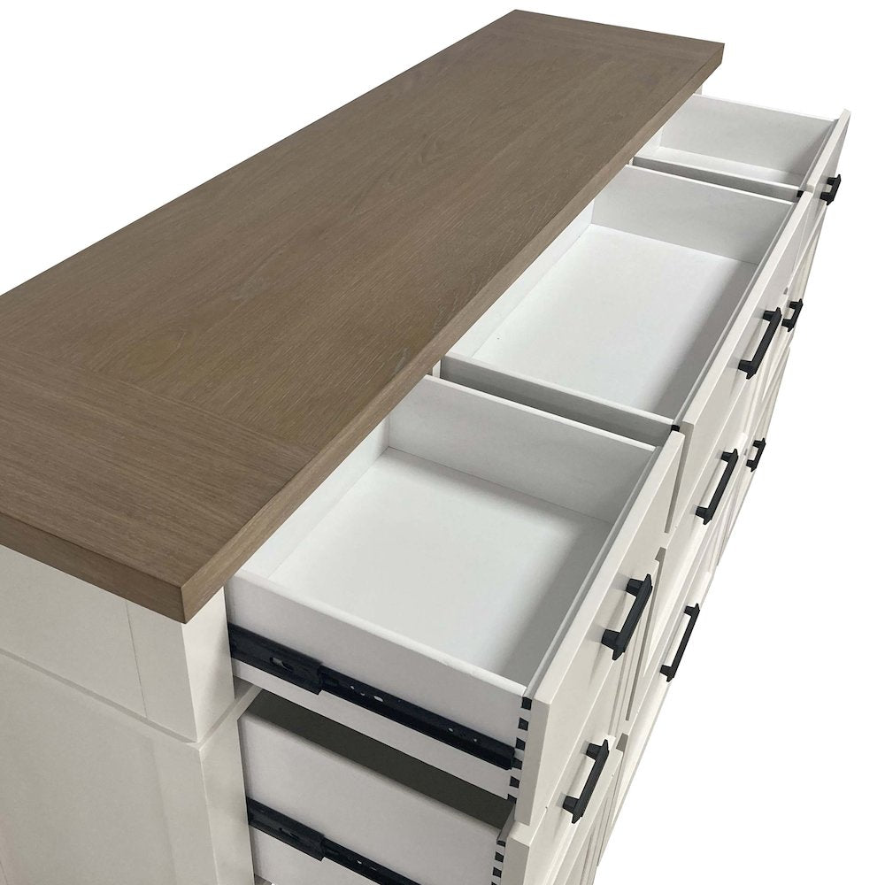 Modern Bedroom King Platform Bed with Dresser and Mirror