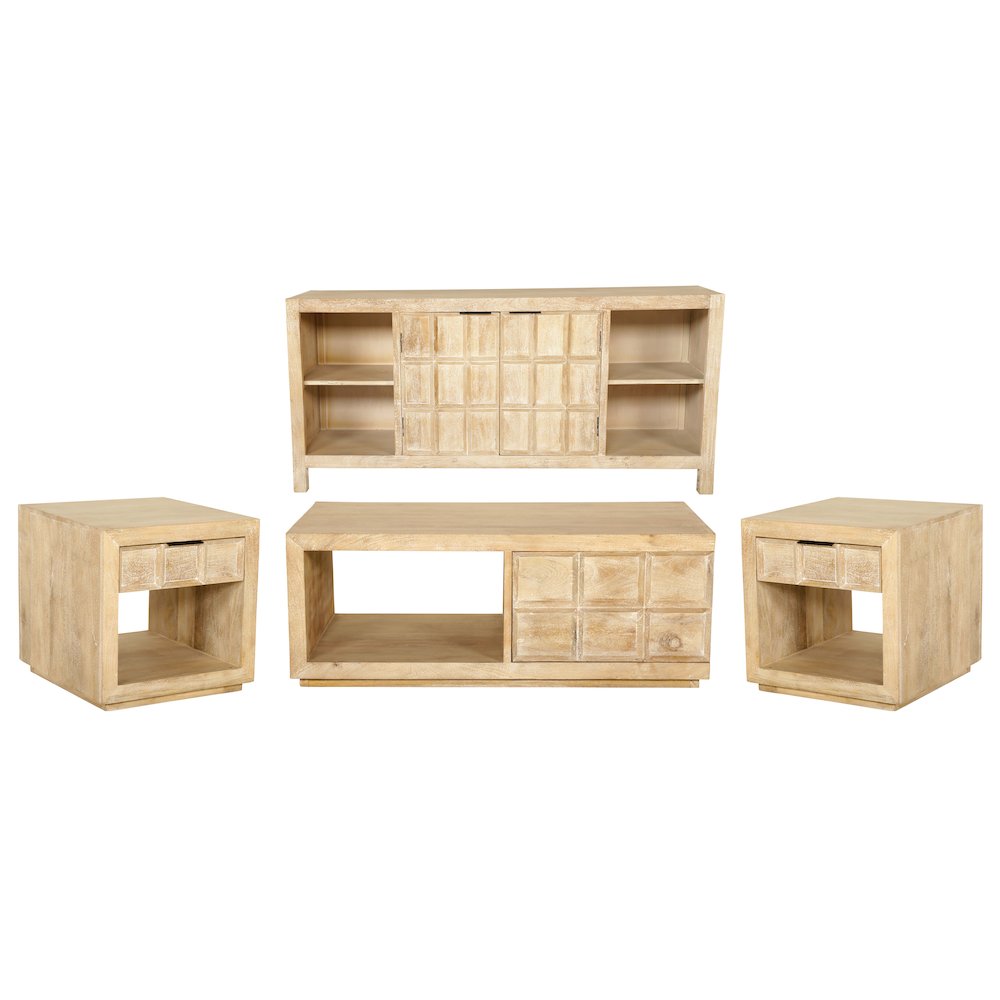 Laguna Rectangular Storage Cocktail Table with 2 End Tables and Console