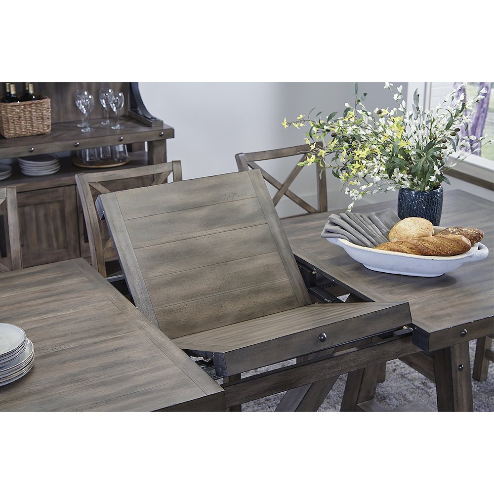 Dining Counter Table with 2 Sling Stools 2 X-Back Stools 1 Bench Buffet, Hutch