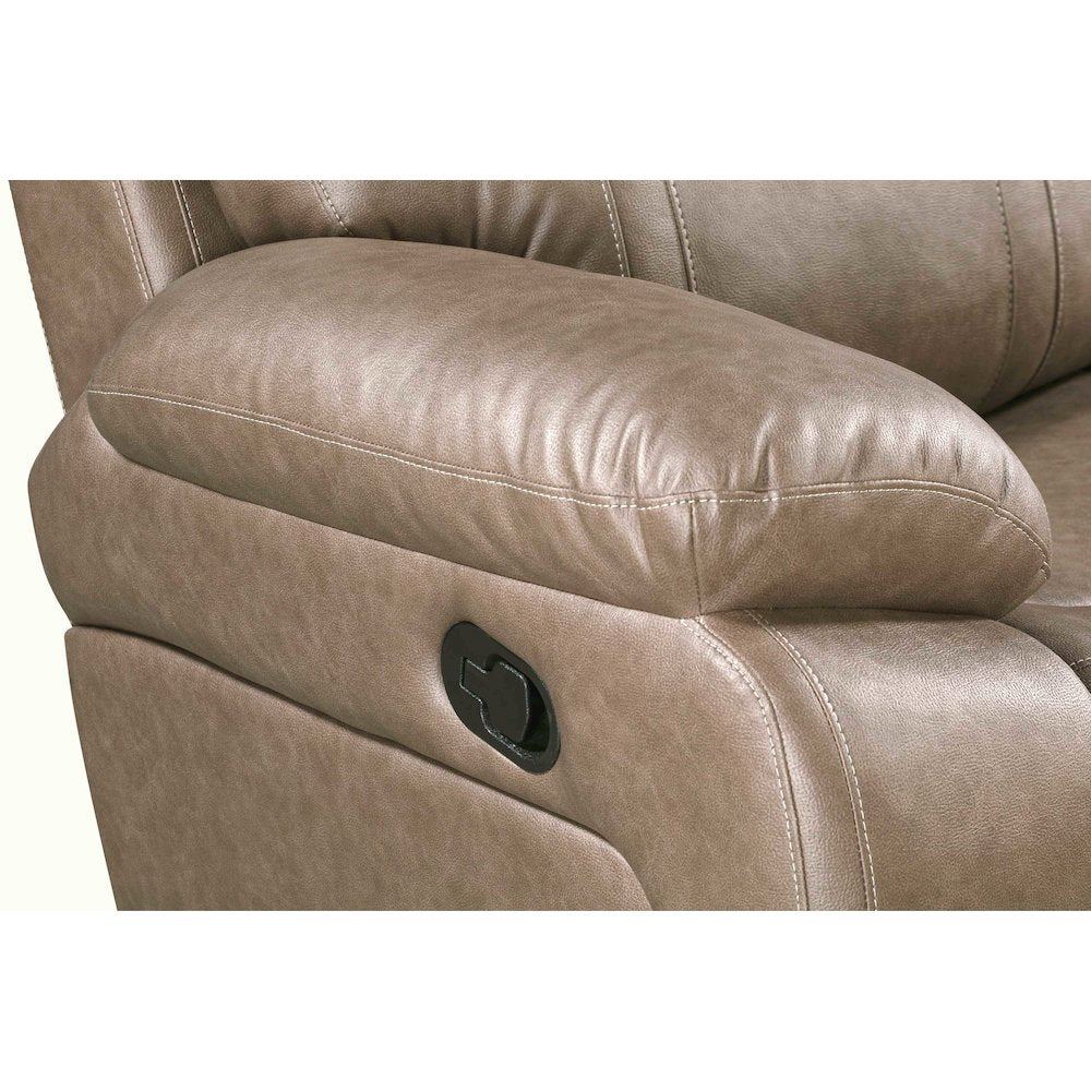 Theon Stokes Toffee Manual Reclining Sofa with Drop Down Table