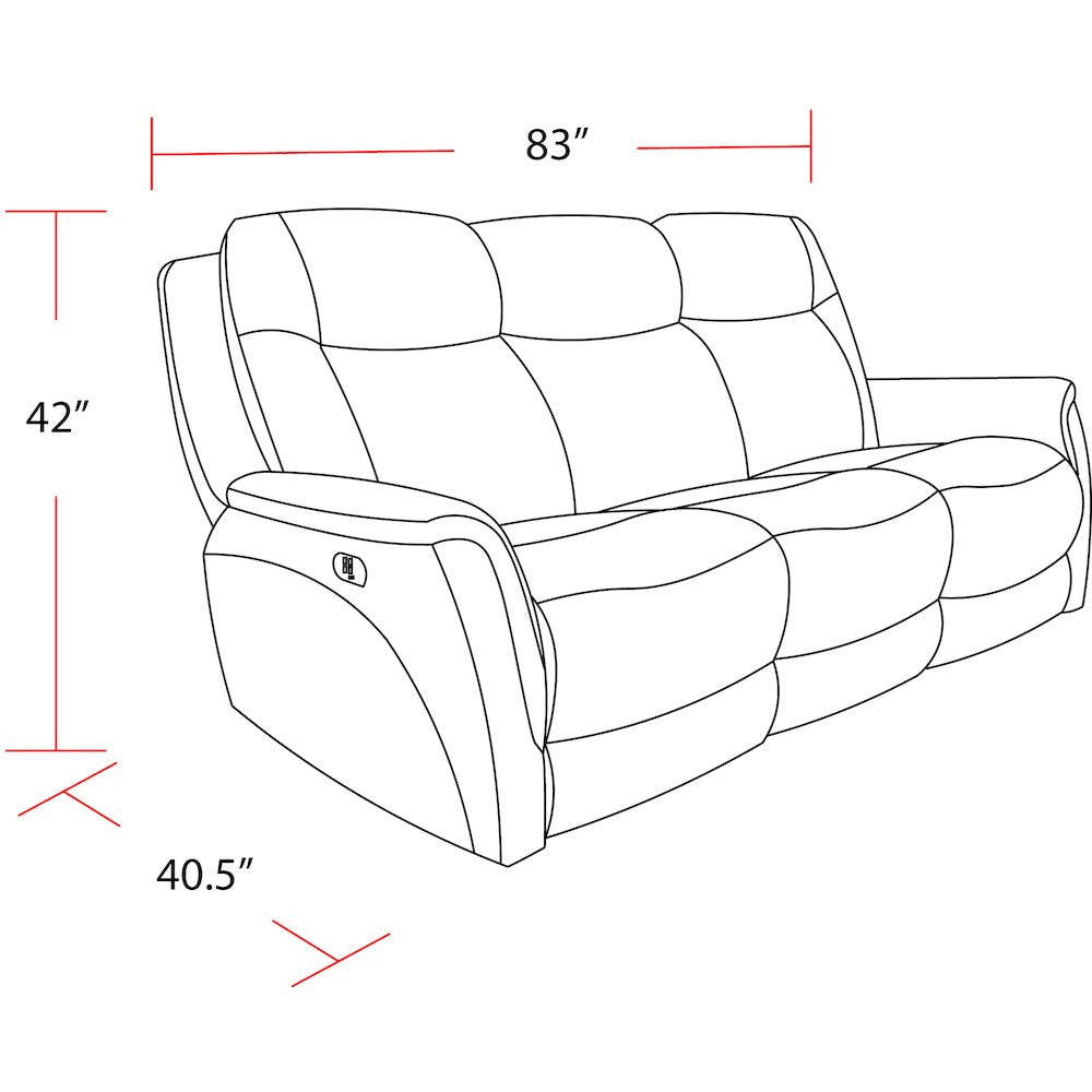 Linus - Hudson Grey Power Reclining Sofa Loveseat and Recliner