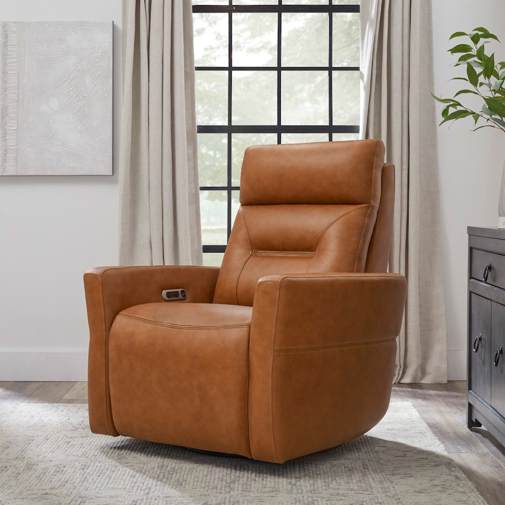 Remmington - Vintage Caramel Power Swivel Glider Recliner P2