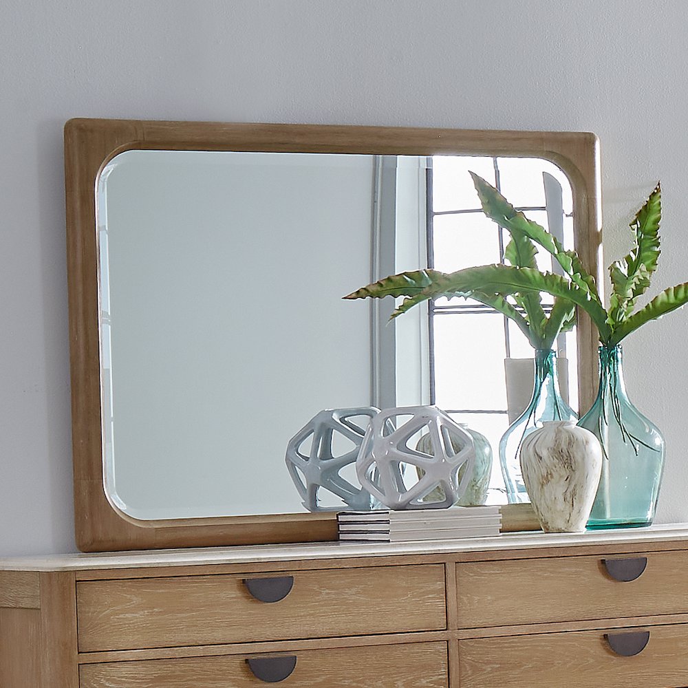 Bedroom King Panel Bed with Dresser and Mirror
