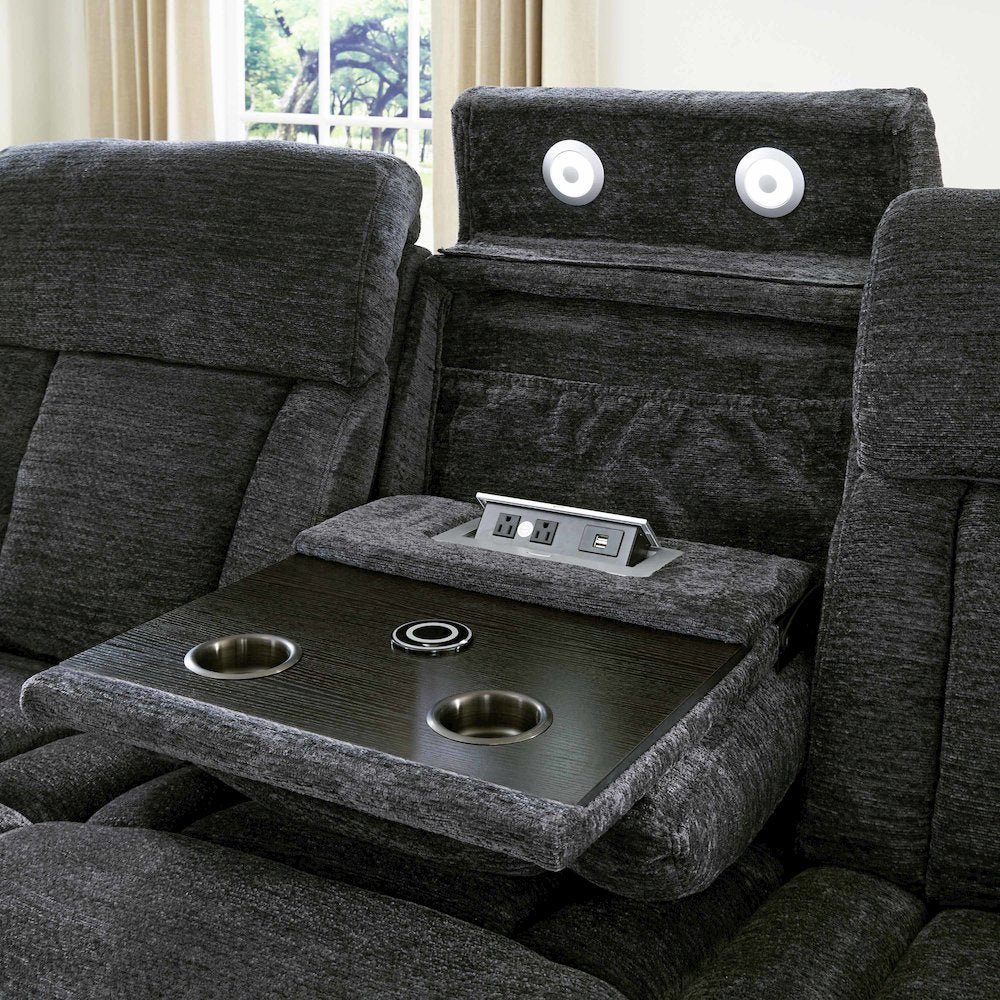 Dalton - Lucky Charcoal Power Reclining Sofa Loveseat and Recliner