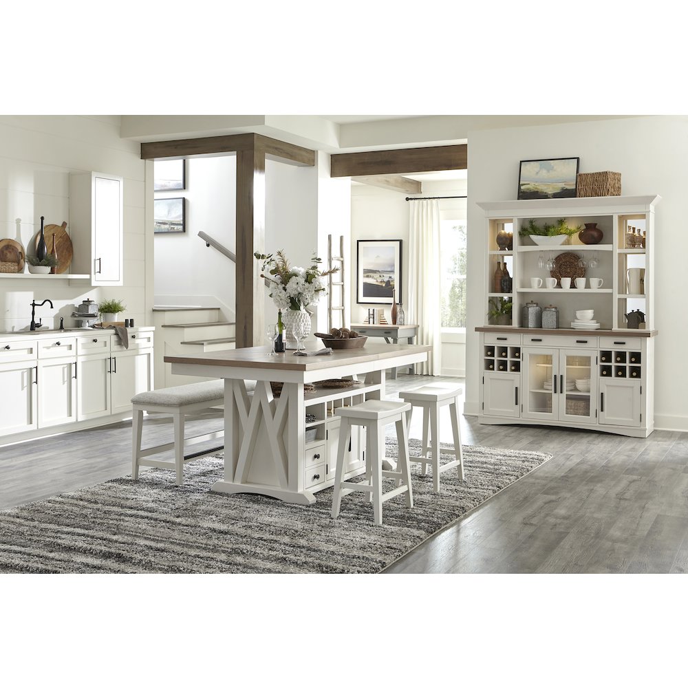 Modern Dining 72 In. Island Counter-Height Extendable Dining Table