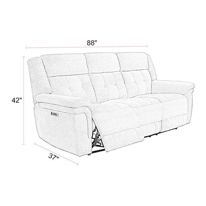 Richland - Bristol Grey Power Reclining Sofa Loveseat and Recliner
