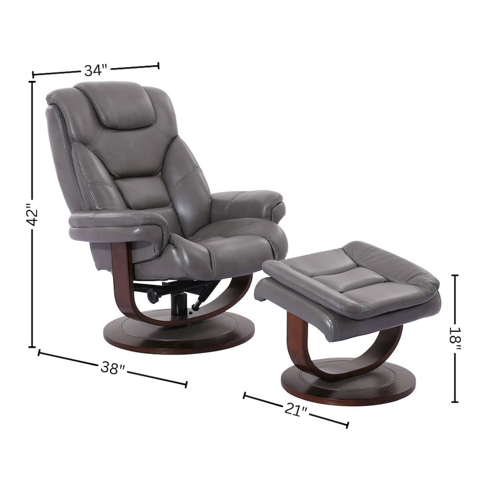 Gray Swivel Recliner Chair With Ottoman, Chair and Ottoman Set of 2-pcs