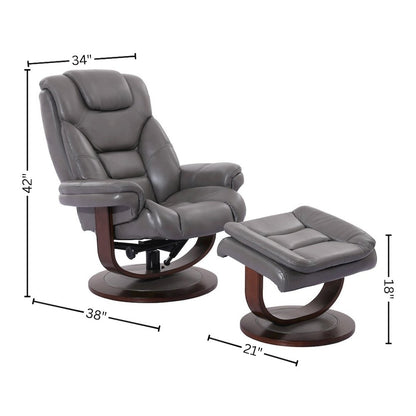 Gray Swivel Recliner Chair With Ottoman, Chair and Ottoman Set of 2-pcs