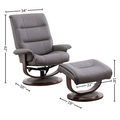 Gray Swivel Recliner Chair With Ottoman, Set of 2-pcs