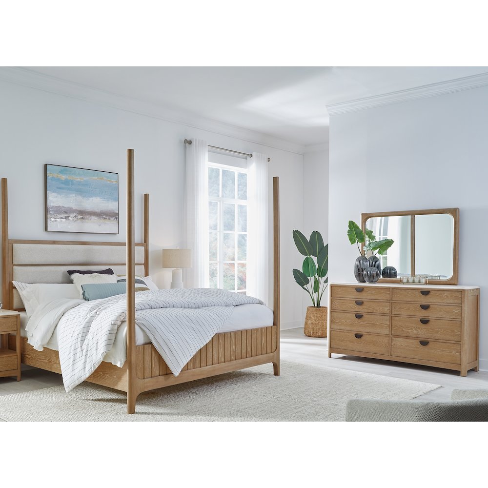 Bedroom King Poster Bed with Dresser and Mirror
