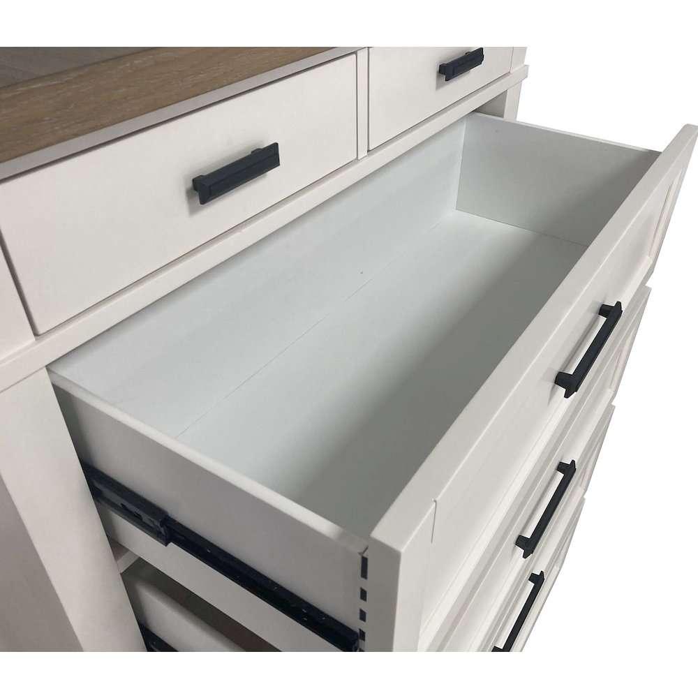 Modern Bedroom King Shelter Bed 2 Nightstands Dresser with Mirror and Chest