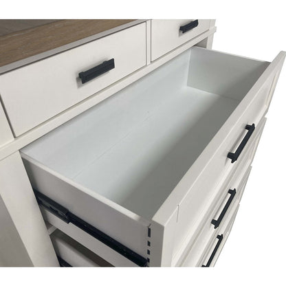 Modern Bedroom King Shelter Bed 2 Nightstands Dresser with Mirror and Chest
