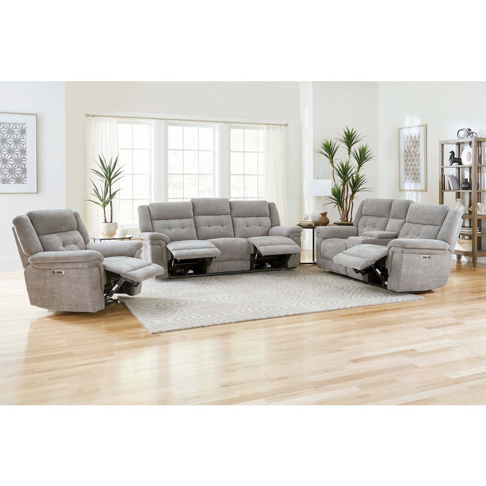 Richland - Bristol Grey Power Reclining Sofa Loveseat and Recliner