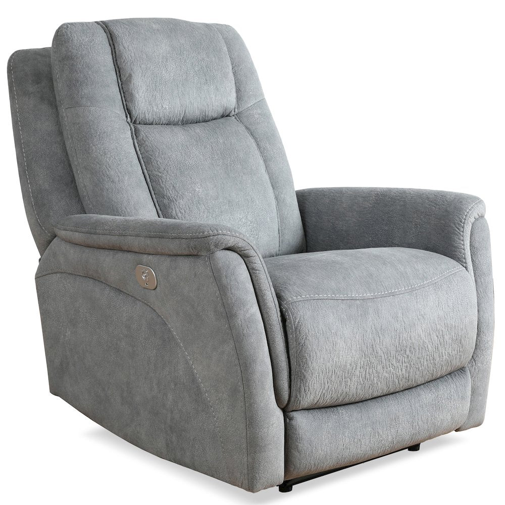 Linus - Hudson Grey Power Reclining Sofa Loveseat and Recliner