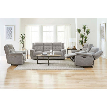 Richland - Bristol Grey Power Reclining Sofa Loveseat and Recliner