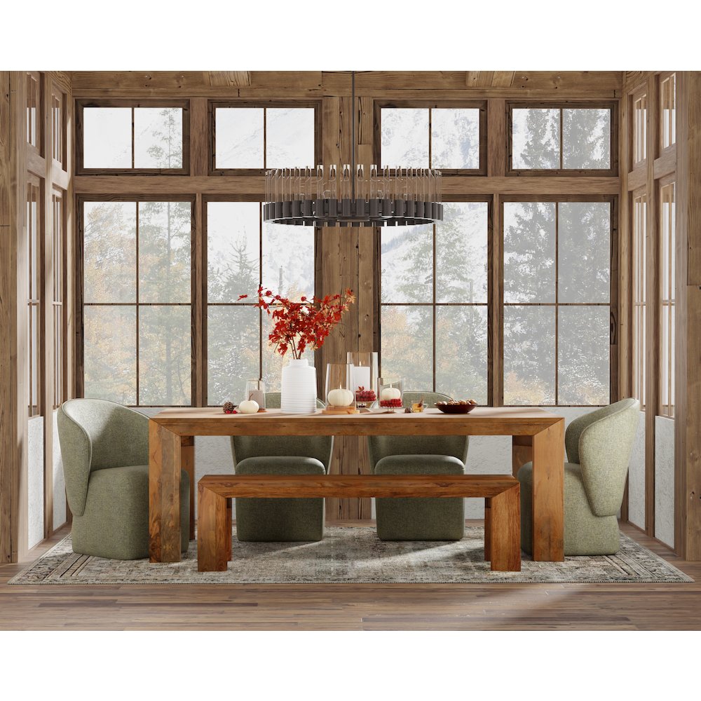 Downtown Dining 86 In. Rectangular Dining Table With 4 Upholstered Chairs