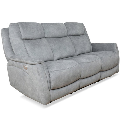 Linus - Hudson Grey Power Reclining Sofa and Loveseat