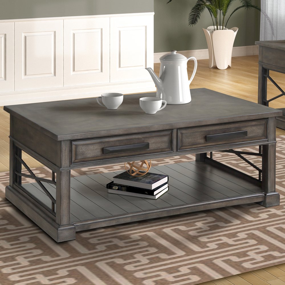 Sundance - Smokey Grey Cocktail Table with 2 Chairside Tables and Console Table