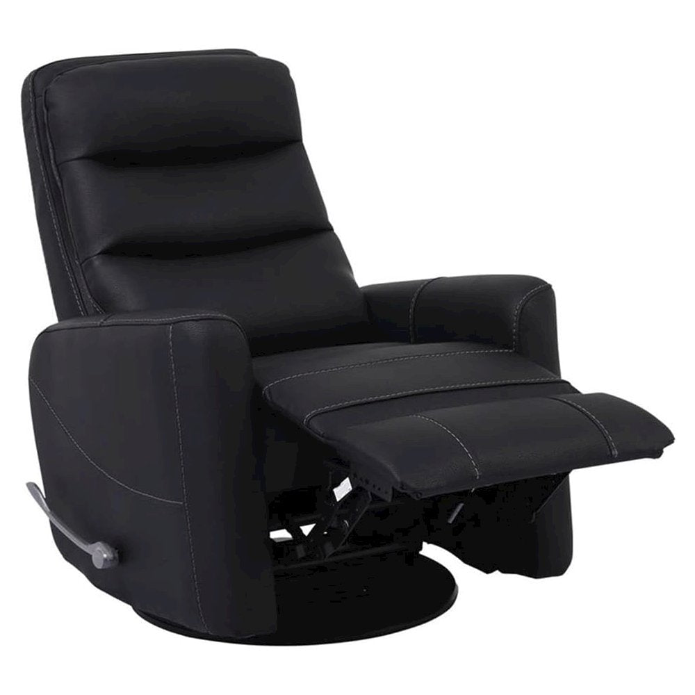 Black Swivel Recliner Chair with Glider Base and Soft Fabric Comfort