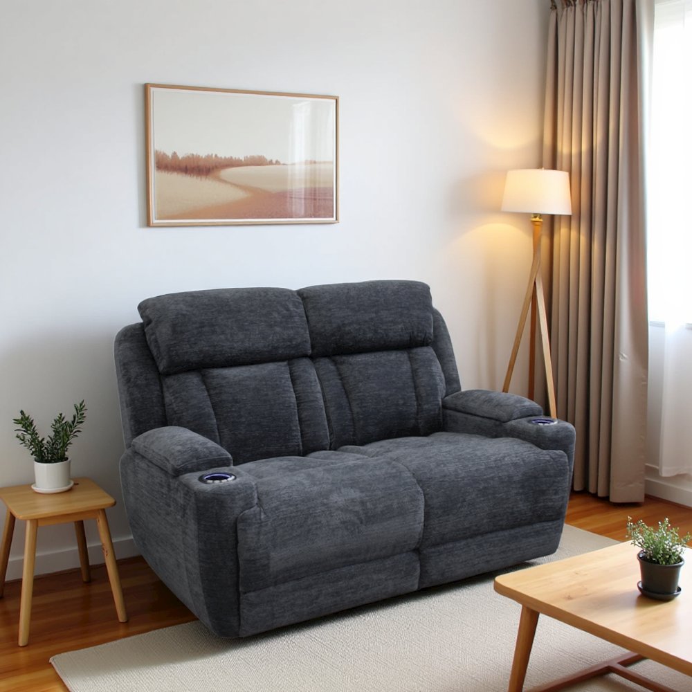 Gray Reclining Loveseat, Recliner Sofa Seating for RV and Living Room