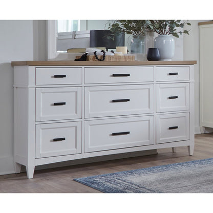 Modern Bedroom Queen Platform Bed 2 Nightstands and Dresser with Mirror