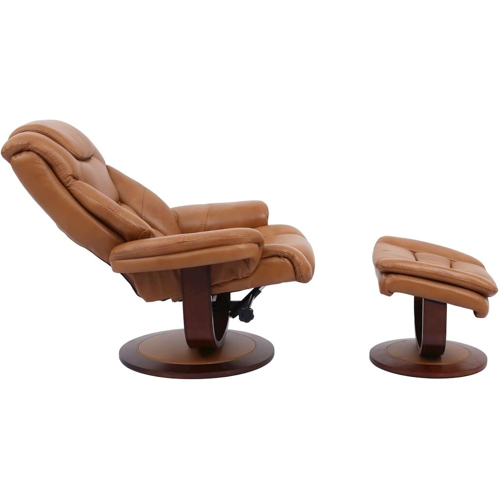Brown Leather Lounge Chair with Ottoman – Modern Swivel Recliner TV Chair