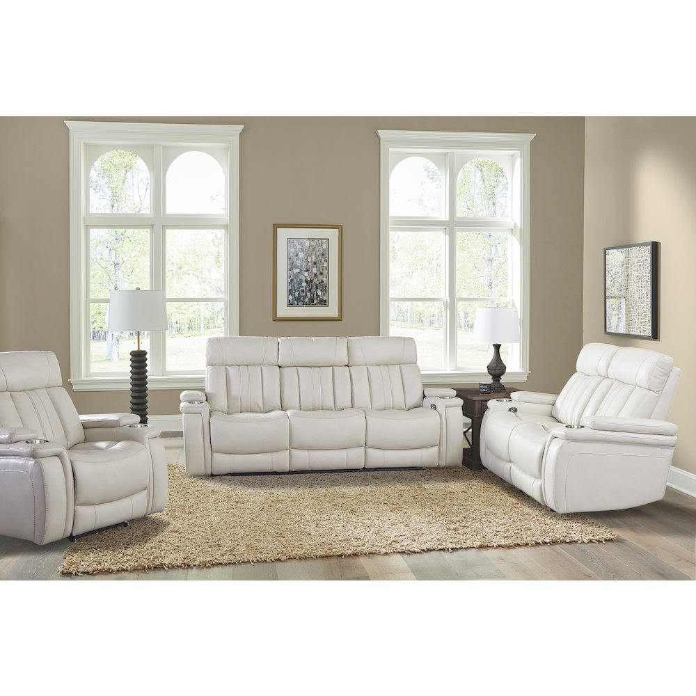 Royce - Fantom Ivory Power Reclining Sofa with Drop Down Console