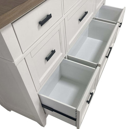 Modern Bedroom Queen Platform Bed 2 Nightstands and Dresser with Mirror