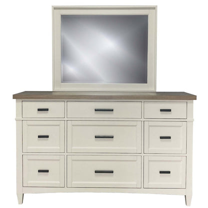 Modern Bedroom Queen Platform Bed 2 Nightstands and Dresser with Mirror