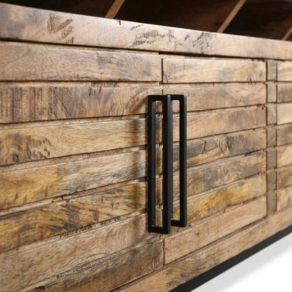 Gold Mango Wood Console, Transitional Style, Up to 98-Inch TV Compatibility