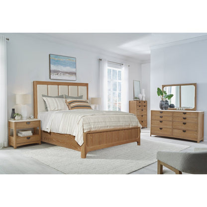 Bedroom King Panel Bed 2 Nightstands Dresser with Mirror and Chest