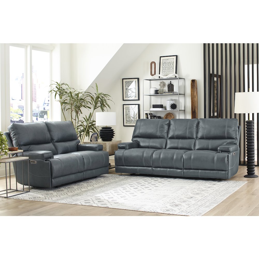 Whitman - Verona Azure - Powered By Freemotion Power Reclining Sofa and Loveseat