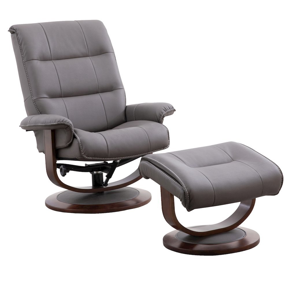 Gray Swivel Recliner Chair With Ottoman, Set of 2-pcs