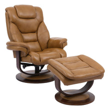 Brown Leather Lounge Chair with Ottoman – Modern Swivel Recliner TV Chair